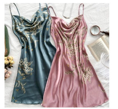 NOLVA Chemise de Nuit d'Été en Soie